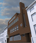 3D reconstructie van de voorgevel.
<br/>
Timothy de Paepe, 2013